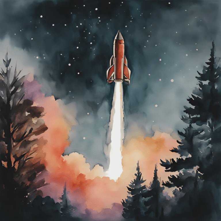 Illustration of a rocket launch used to introduce the October Sky movie lesson for middle and high school.